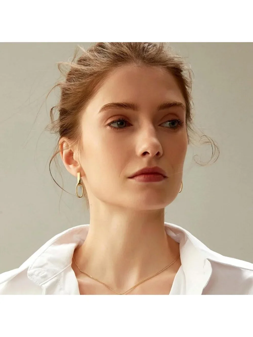 Chic Silver Double Hoop Dangle Earrings for Women | Trendy Paperclip Link Design